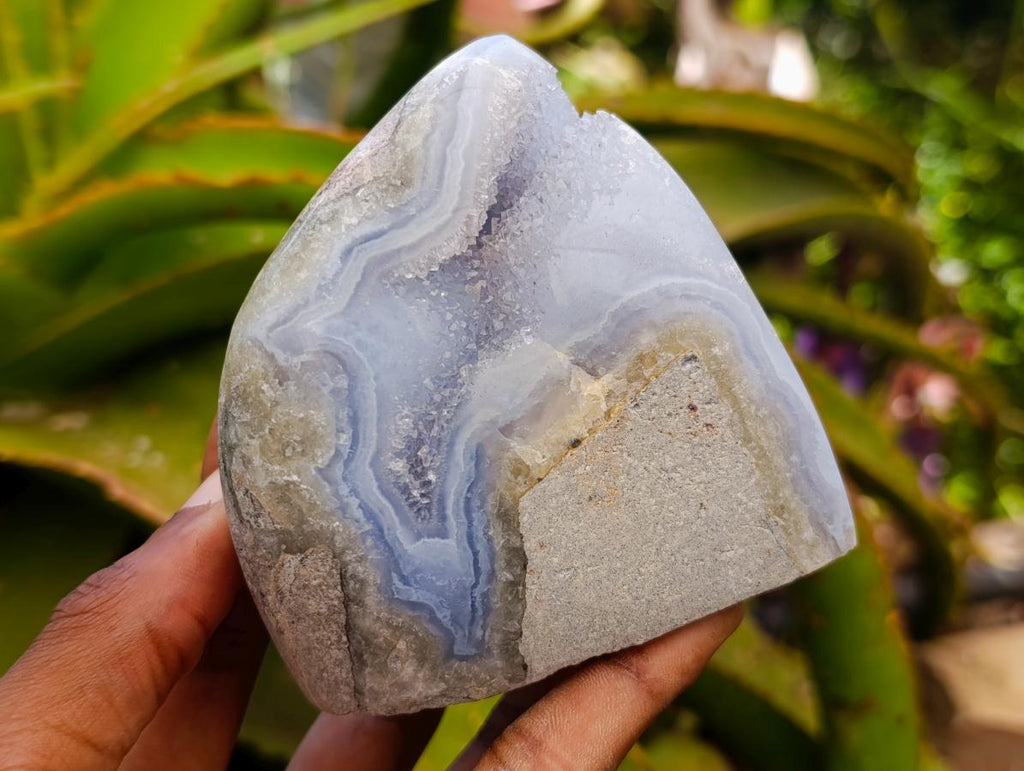 Polished Blue Lace Agate Standing Free Forms x 4 From Nsanje, Malawi