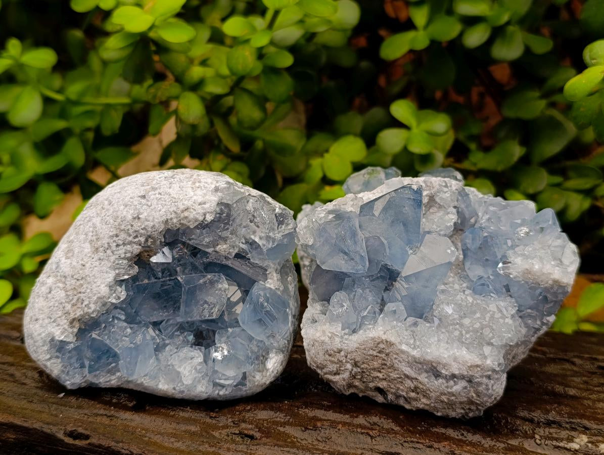 Natural Blue Celestite Cluster Specimens x 3 From Sakoany, Madagascar