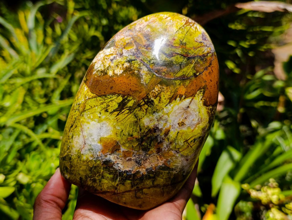 Polished Green Opal Standing Free Forms x 2 From Betroka, Madagascar