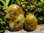 Polished Green Opal Standing Free Forms x 2 From Betroka, Madagascar