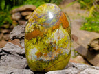 Polished Green Opal Standing Free Forms x 2 From Betroka, Madagascar