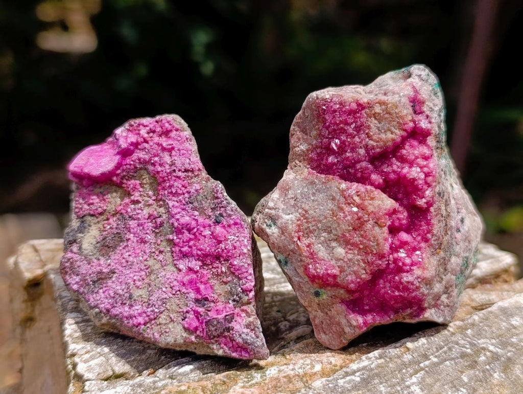 Natural Salrose Cobaltion Dolomite Specimens with Silky Malachite Crystals x 12 From Kakanda, Congo