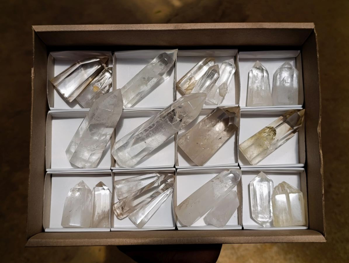 Polished Clear and Smokey Quartz Crystals x 21 From Madagascar