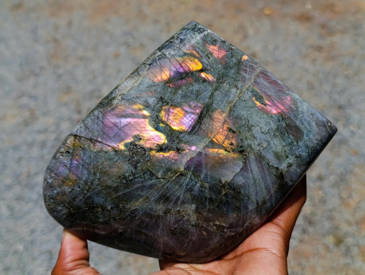 Polished Large Rare Purple Sunset Flash Labradorite Standing Free Form x 1 From Madagascar