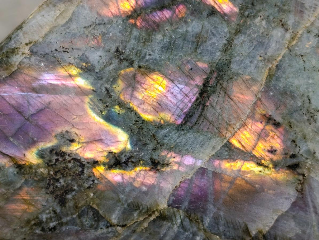 Polished Large Rare Purple Sunset Flash Labradorite Standing Free Form x 1 From Madagascar