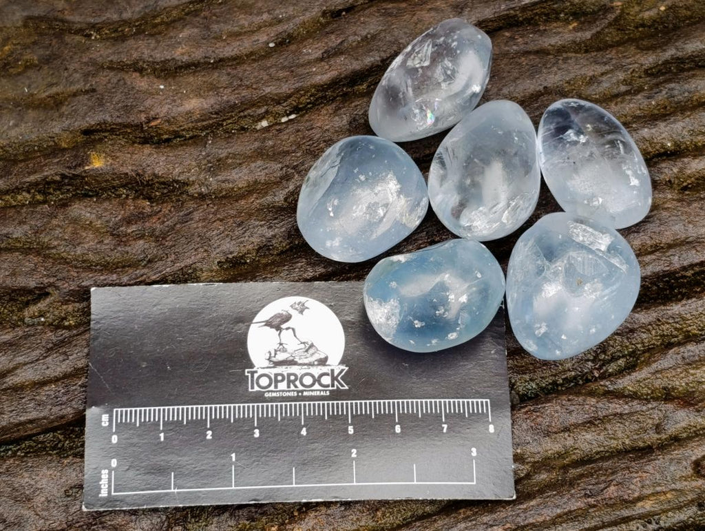 Polished Blue Celestite Galets x 70 From Sakoany, Madagascar