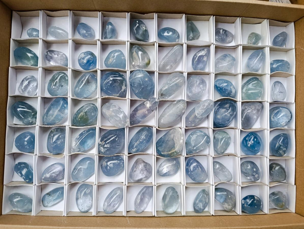 Polished Blue Celestite Galets x 70 From Sakoany, Madagascar