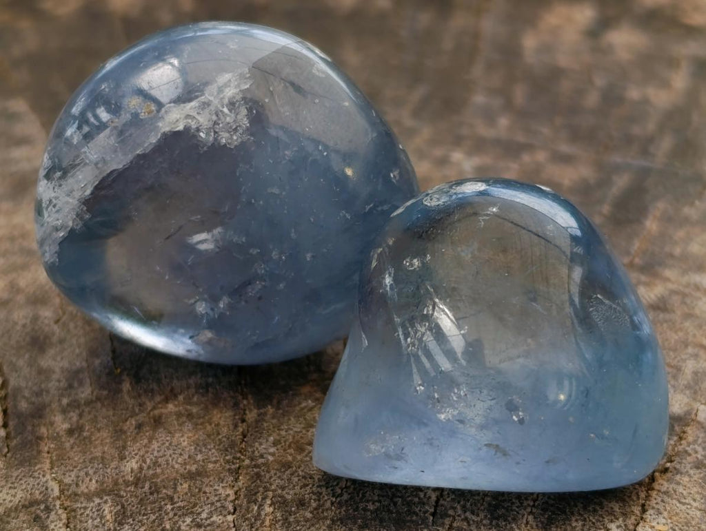 Polished Blue Celestite Galets x 70 From Sakoany, Madagascar