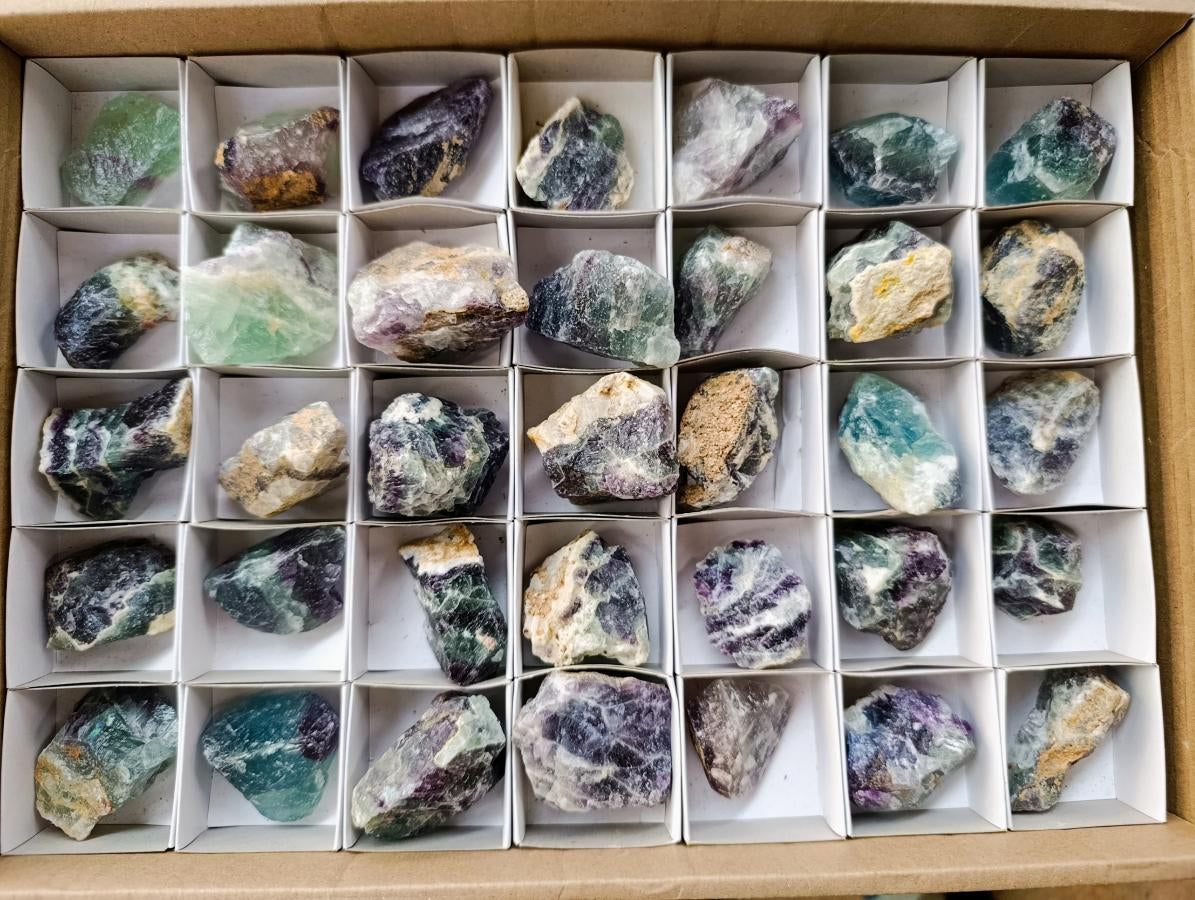 Natural Watermelon Fluorite Cobbed Specimens x 35 From Uis, Namibia