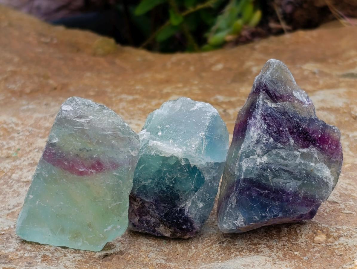 Natural Watermelon Fluorite Cobbed Specimens x 35 From Uis, Namibia