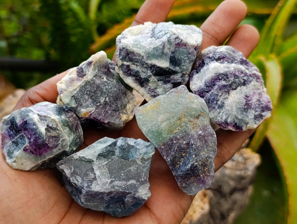 Natural Watermelon Fluorite Cobbed Specimens x 35 From Uis, Namibia