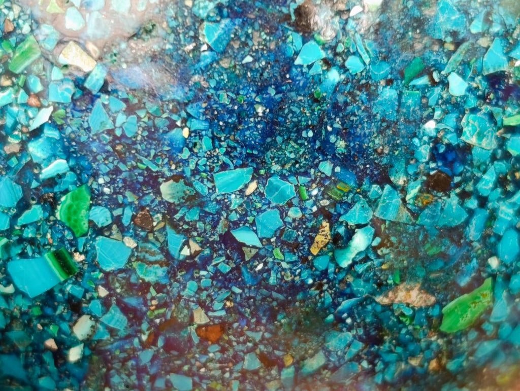 Hand Made Conglomerate Chrysocolla Spheres With Azurite And Malachite x 2 From Congo