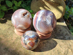 Polished Red Shashe River Banded Agate Spheres x 4 From Shashe River, Zimbabwe