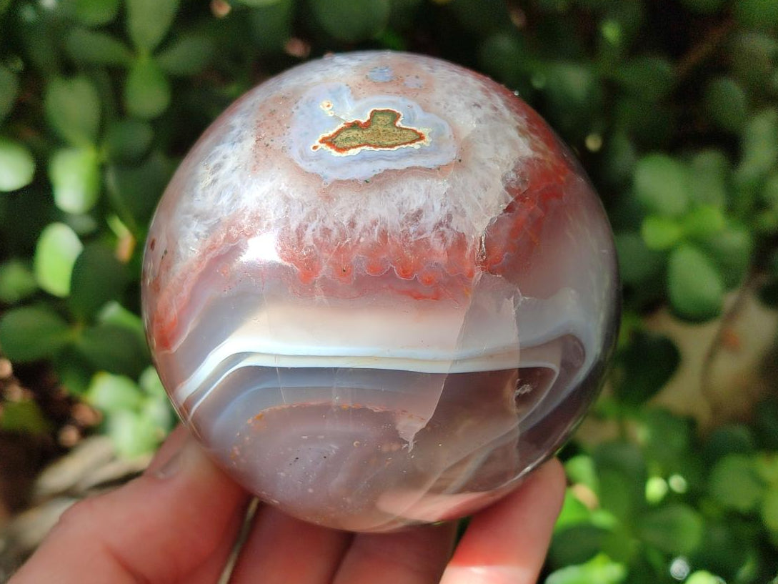 Polished Red Shashe River Banded Agate Spheres x 4 From Shashe River, Zimbabwe