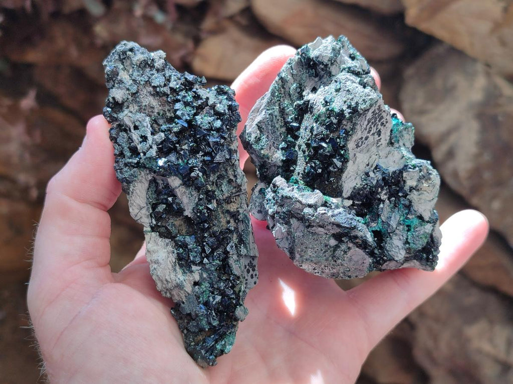 Natural Libethenite Crystals on Dolomite Matrix Specimens x 6 From Shituru, Congo