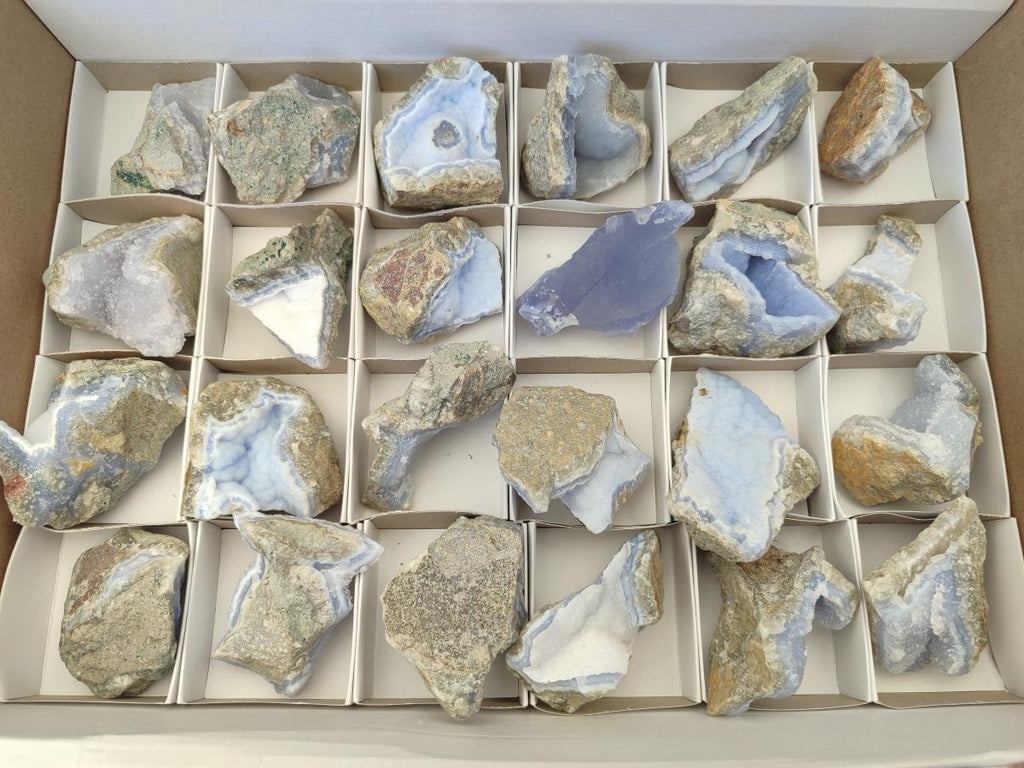 Natural Blue Lace Agate Geodes and Clusters x 24 From Nsanje, Malawi