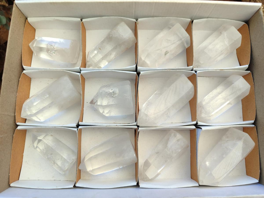 Polished Clear Quartz Crystals x 12 From Madagascar