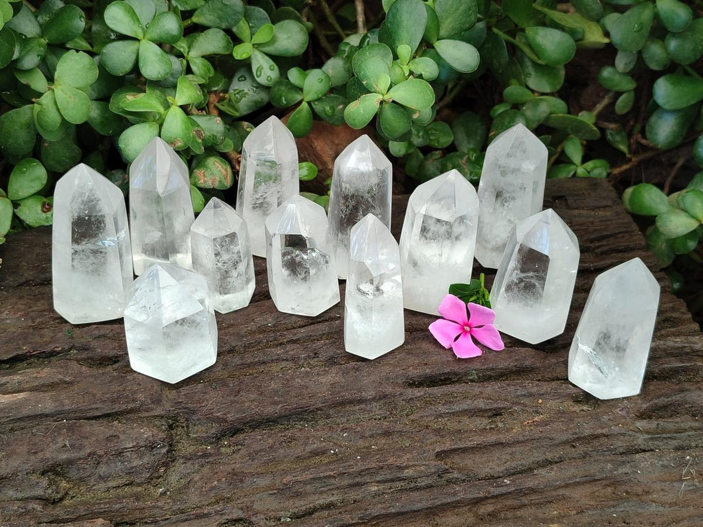 Polished Clear Quartz Crystals x 12 From Madagascar