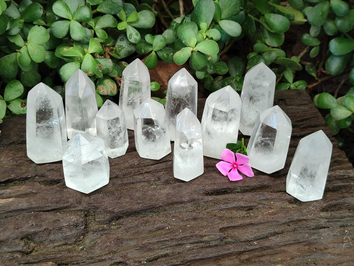 Polished Clear Quartz Crystals x 12 From Madagascar