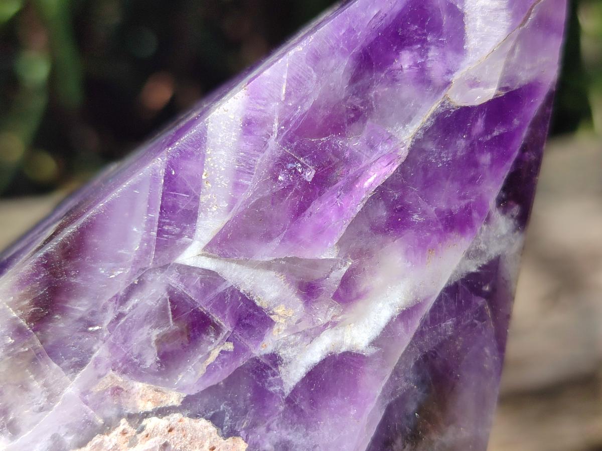 Polished Chevron Amethyst Witches Hat Crystals x 3 From Zambia