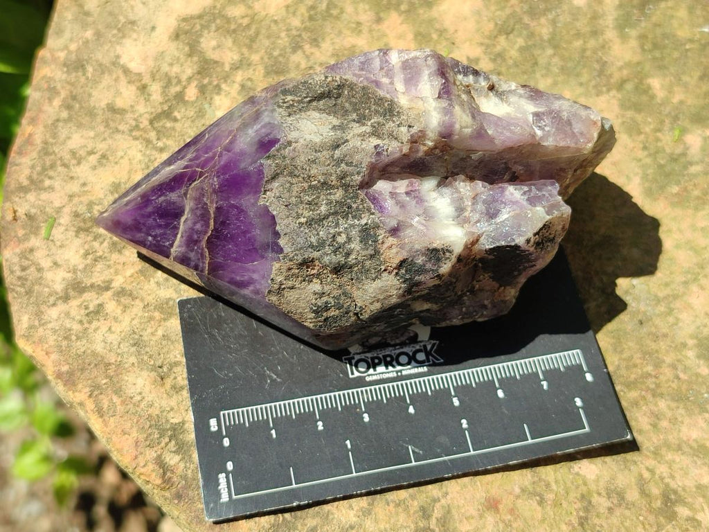 Polished Chevron Amethyst Witches Hat Crystals x 3 From Zambia