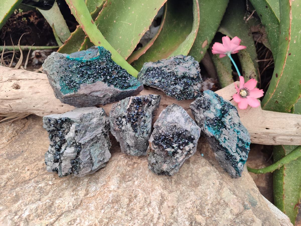 Natural Libethenite Crystals on Dolomite Matrix Specimens x 6 From Shituru, Congo - Toprock Gemstones and Minerals 