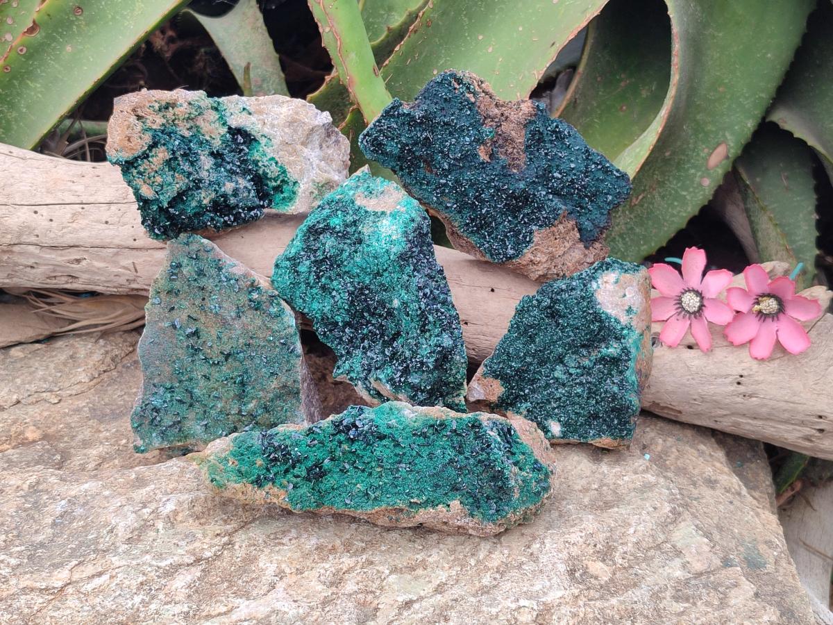 Natural Crystalline Malachite Specimens x 6 From Tenke Fungurume, Congo - Toprock Gemstones and Minerals 