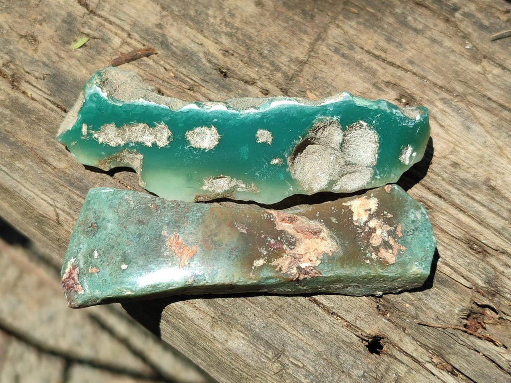 Polished On One Side Mtorolite Chrysoprase Plates x 48 From Mutorashanga, Zimbabwe