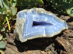 Natural Large Blue Lace Agate Geode Specimens x 3 From Nsanje, Malawi