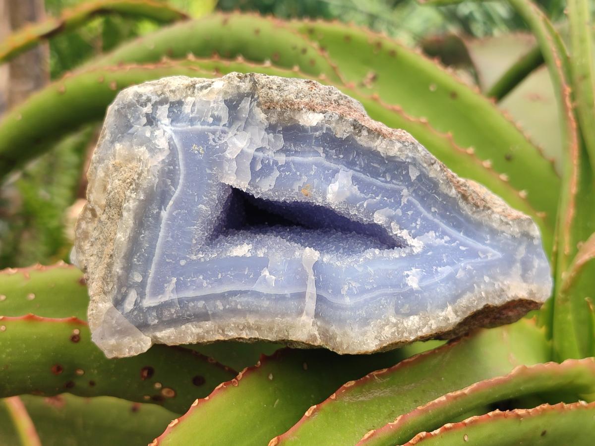 Natural Large Blue Lace Agate Geode Specimens x 3 From Nsanje, Malawi