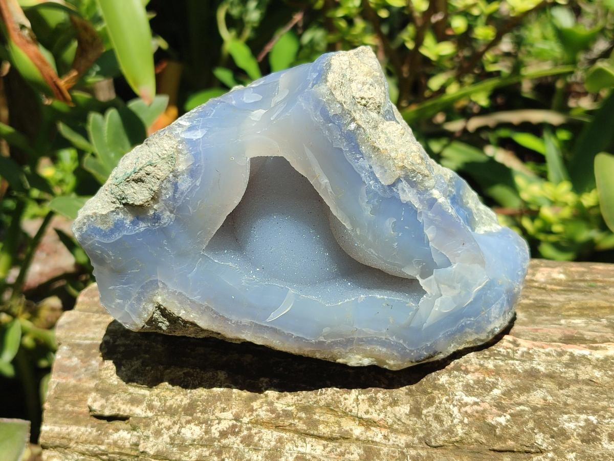 Natural Large Blue Lace Agate Geode Specimens x 3 From Nsanje, Malawi
