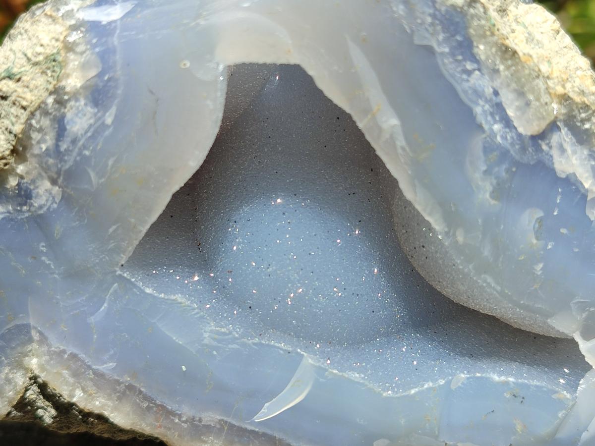 Natural Large Blue Lace Agate Geode Specimens x 3 From Nsanje, Malawi