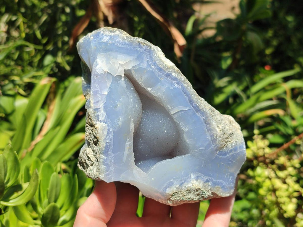 Natural Large Blue Lace Agate Geode Specimens x 3 From Nsanje, Malawi