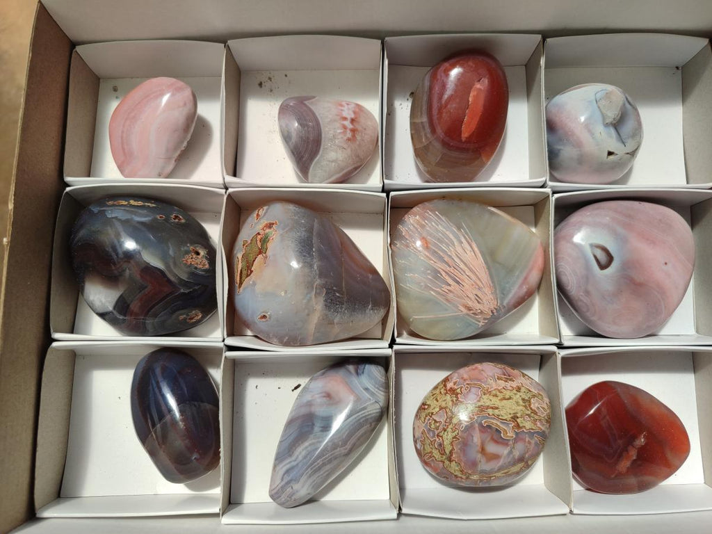 Polished Red Shashe River Agate Galets x 12 From Shashe River, Zimbabwe - Toprock Gemstones and Minerals 