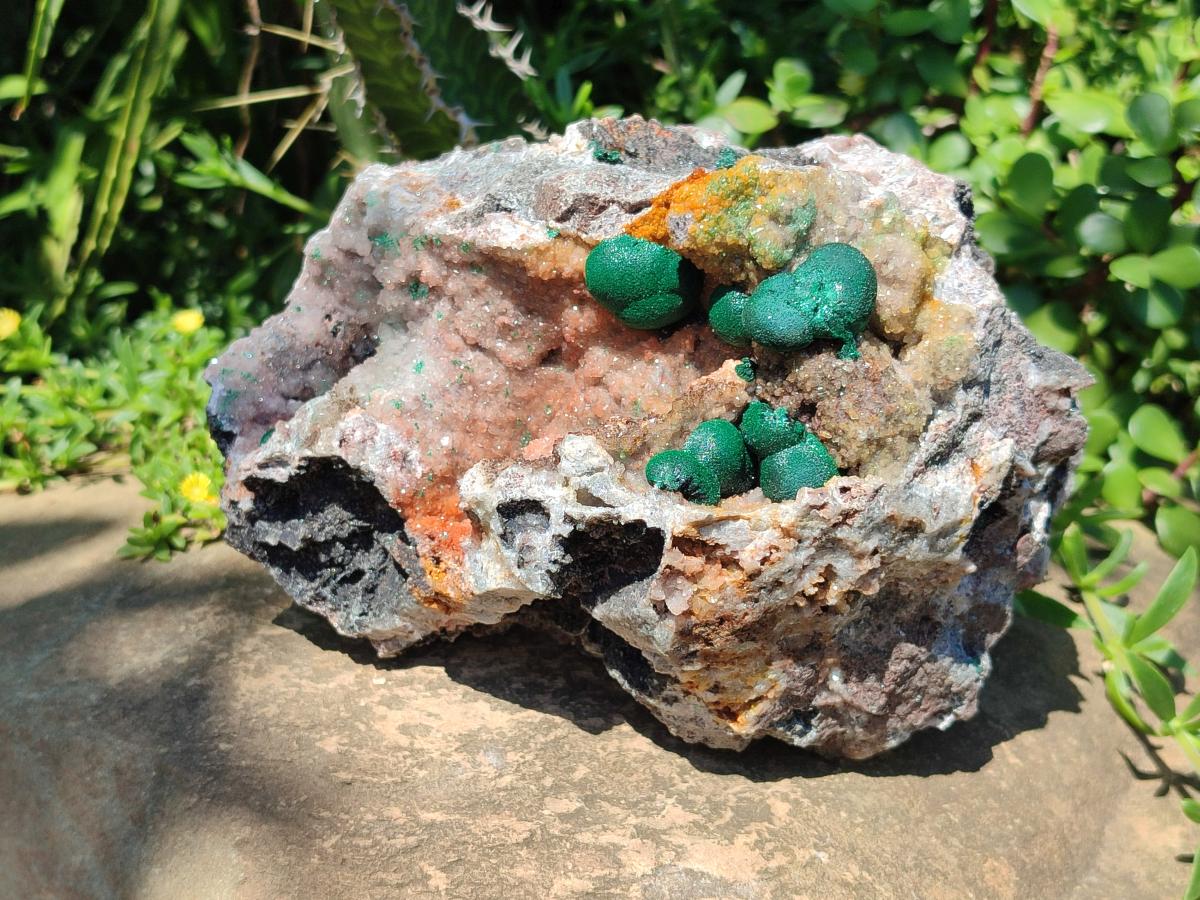 Natural Large Drusy Quartz Coated Ball Malachite on Dolomite x 1 From Mindingi Mine, Congo - Toprock Gemstones and Minerals 