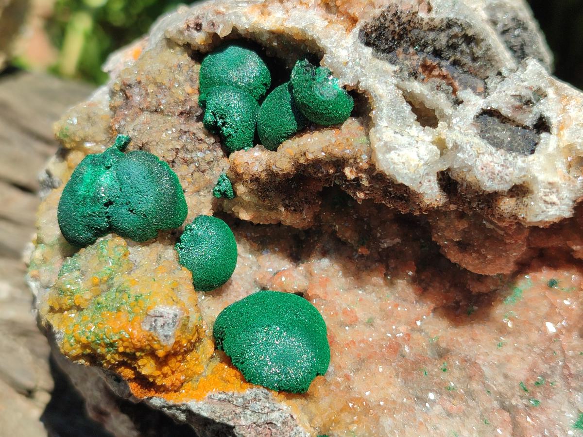 Natural Large Drusy Quartz Coated Ball Malachite on Dolomite x 1 From Mindingi Mine, Congo - Toprock Gemstones and Minerals 