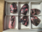 Polished Rhodonite Standing Free Forms x 6 From Ambindavato, Madagascar