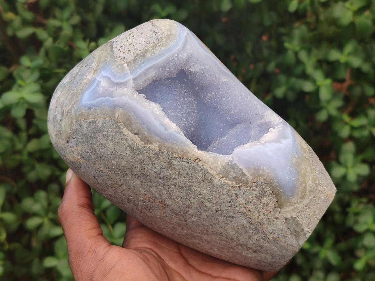 Polished Large Blue Lace Agate Standing Free Form x 1 From Nsanje, Malawi