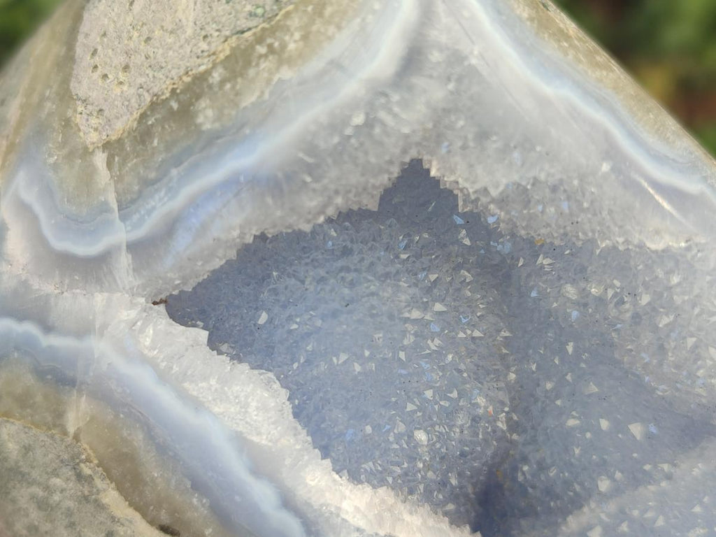 Polished Large Blue Lace Agate Standing Free Form x 1 From Nsanje, Malawi