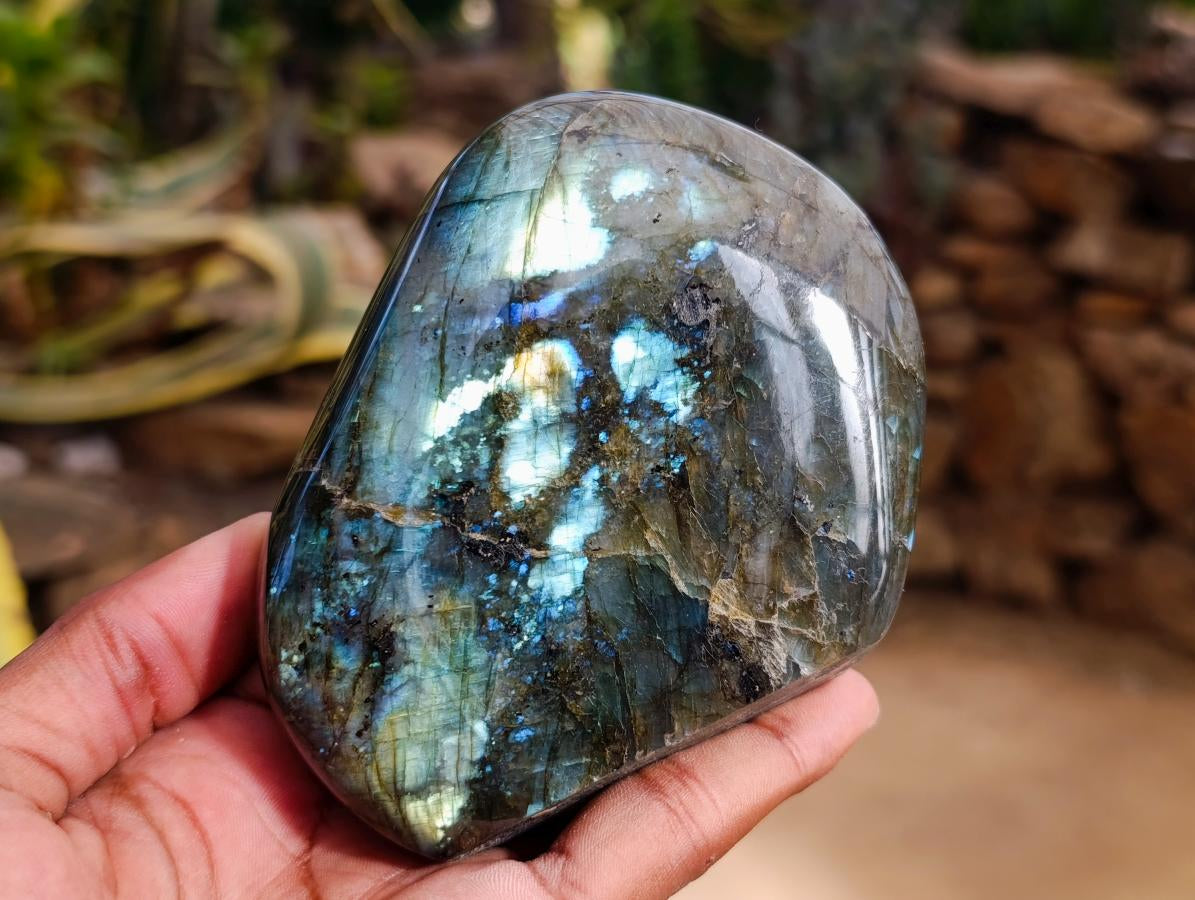 Polished Labradorite Standing Free Forms x 3 From Madagascar