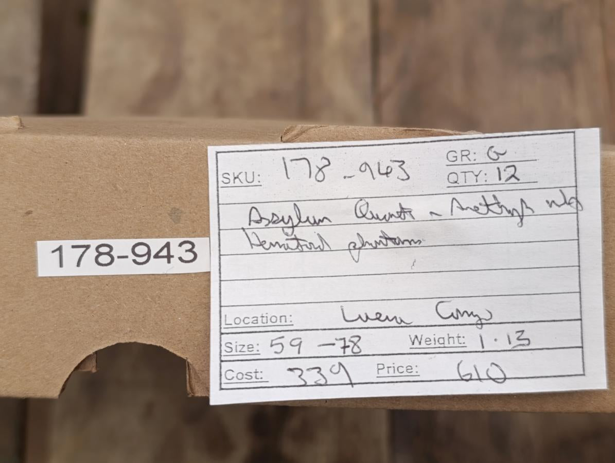 Natural Rare Amethyst Asylum Quartz Clusters x 12 From Luena, Congo