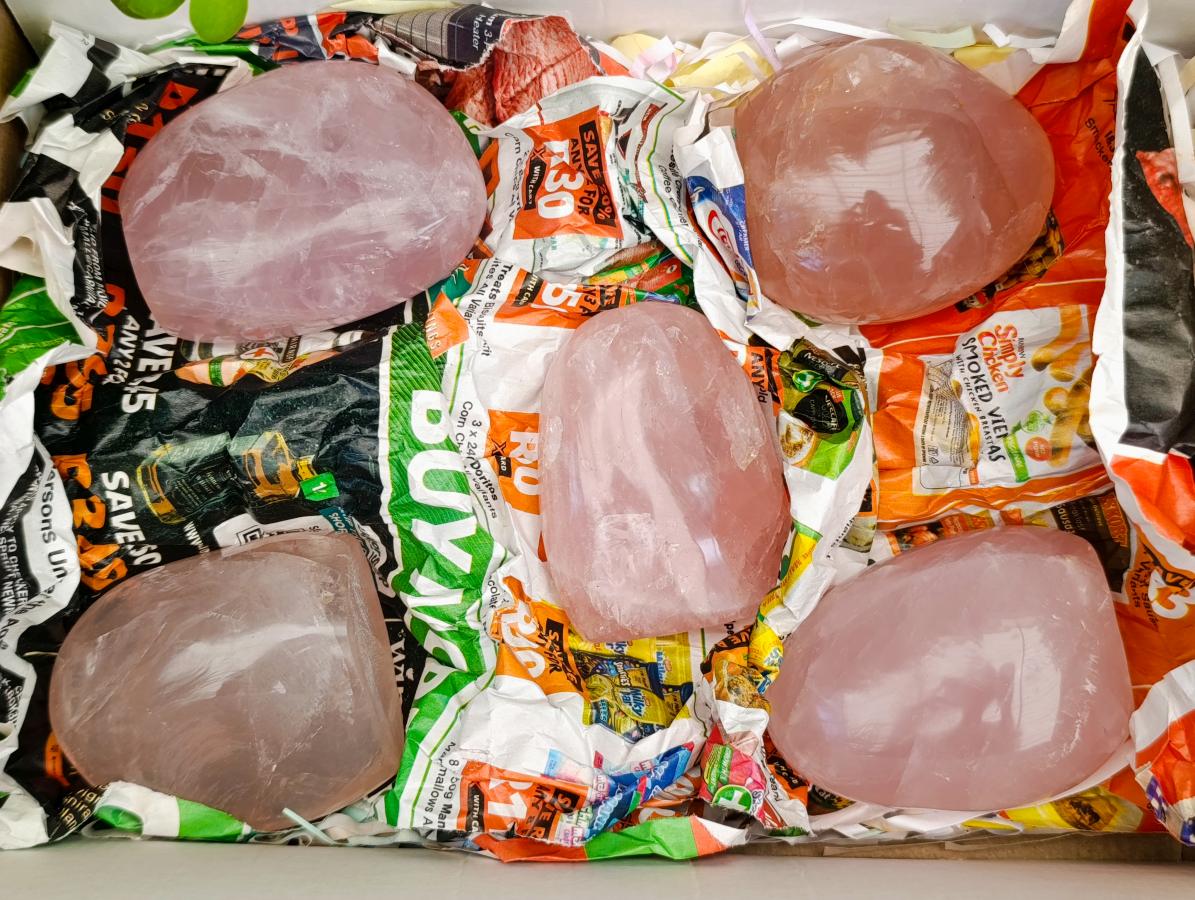 Polished Gemmy Rose Quartz Standing Free Forms x 5 From Madagascar