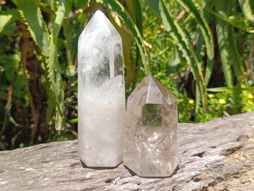 Polished Mixed Clear and Smokey Quartz Crystals x 3 From Madagascar