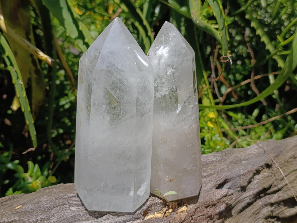 Polished Mixed Clear and Smokey Quartz Crystals x 3 From Madagascar