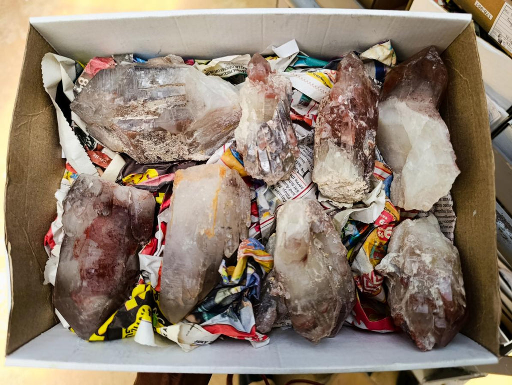 Natural Red Hematoid Quartz Crystals x 8 From Karoi, Zimbabwe