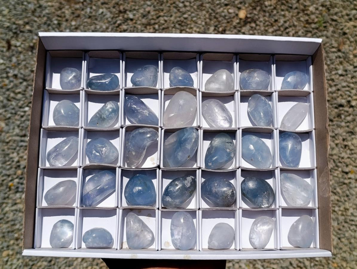 Polished Blue Celestite Free Form Crystals x 35 From Sakoany, Madagascar - Toprock Gemstones and Minerals 