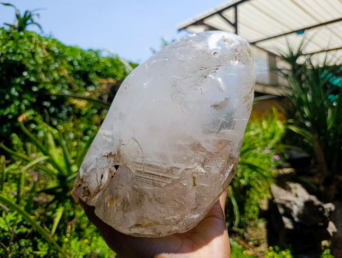 Polished Large Smokey Window Quartz Standing Free Form x 1 From Madagascar