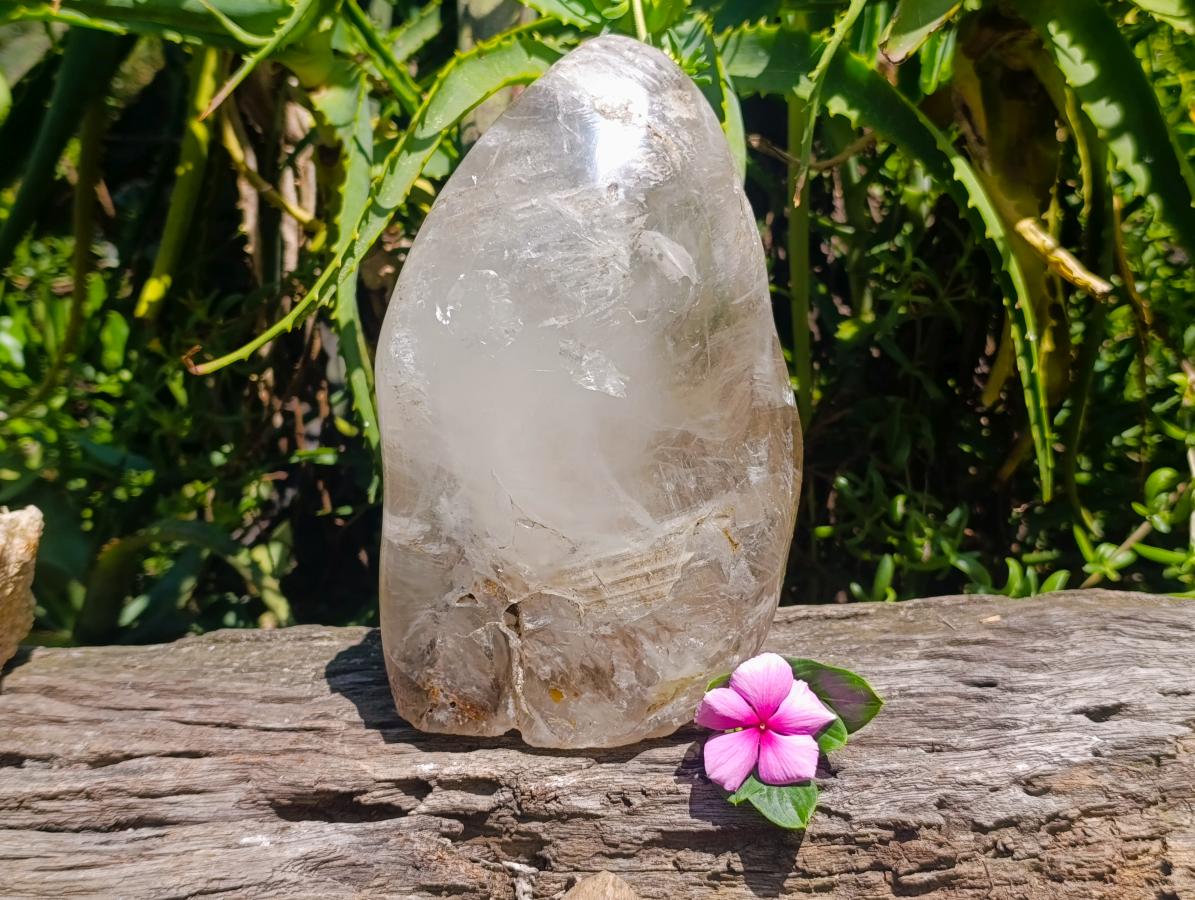 Polished Large Smokey Window Quartz Standing Free Form x 1 From Madagascar
