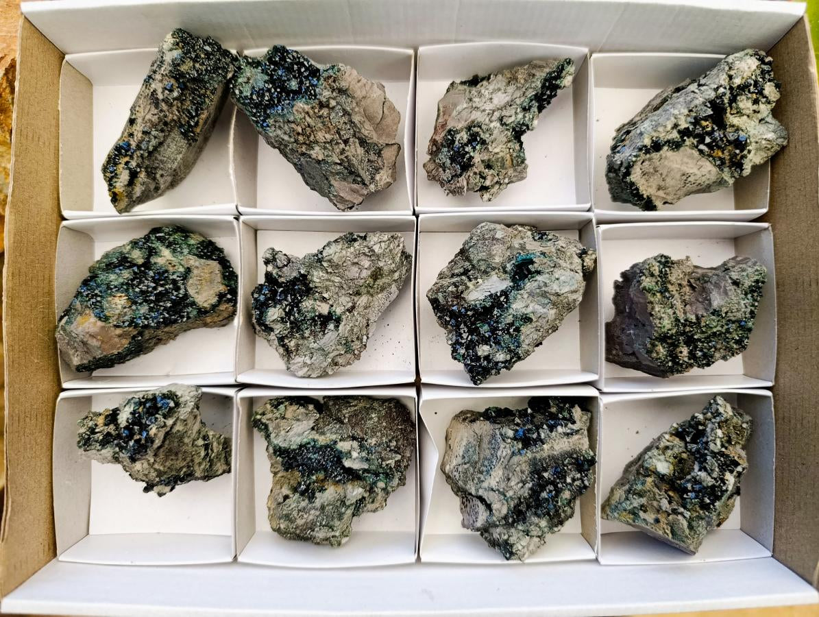 Natural Libethenite Crystals on Dolomite Matrix Specimens x 12 From Shituru, Congo