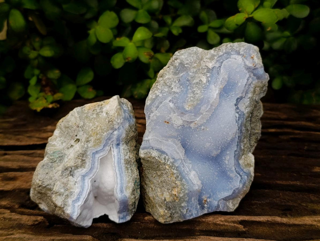 Natural Blue Lace Agate Geode Specimens x 6 From Nsanje, Malawi - Toprock Gemstones and Minerals 